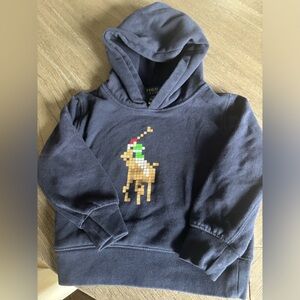 Ralph Lauren Polo Digital Pony Toddler Boys Fleece Hoodie Size 3T Navy blue